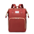 Multifunctional red canvas diaper backpack with USB port and adjustable straps - Red Upgrade USB+Sunshade
