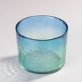 Peacock blue Japanese hammered texture glass sake cup with green gradient finish - Peacock Blue Warming Tank