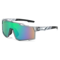 Outdoor sports cycling sunglasses with translucent grey frame and green-purple gradient lenses - Translucent Grey Frame Green Mercury Lens