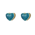 Sparkly blue glitter heart earrings in gold stainless steel frame for a chic look - Gold with Blue Glitter