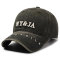Vintage washed charcoal gray baseball cap with white 3D embroidery on soft cotton - Adjustable / Army Green