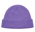 Purple ribbed knit beanie with cuffed brim for winter warmth, unisex minimalist style - Violet