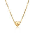Collier en acier inoxydable doré avec pendentif cœur gravé lettre A sur fond blanc pur - Cœur Doré Lettre A (Avec Chaîne)