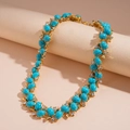 Collana a doppio strato regolabile con resina turchese e dettagli in zircone - Blu