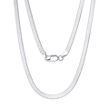 Collar de cadena de serpiente plana de plata de ley S925 con acabado plateado brillante - 40CM / Cadena de serpiente plana de 3MM / Plateado
