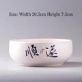 White ceramic hydroponic flower pot with blue calligraphy and 20.5cm diameter bowl - SJH Hydroponic Pot-Shun Sui Style-Large