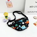 Kids black nylon chest bag with colorful cartoon dinosaur prints and adjustable strap - Black Dinosaur