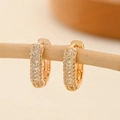 Gold-plated geometric huggie hoop earrings with micro-pave cubic zirconia on wood branch - EH219 Multi-row Micro Pave