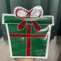 Groene kerstcadeauzakje met rode strik, hersluitbaar met handig ophanggat - Geschenkdoos / 15x15cm (100 Stuks/Verpakking)