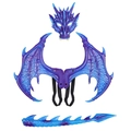 Halloween dragon costume set for kids with purple gradient mask, wings and tail - One Size / Purple/Blue