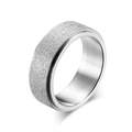 Silver stainless steel spinner ring for men with a matte sandblasted finish texture - Size 6 / Steel