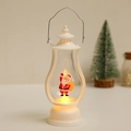 White LED Christmas lantern with Santa Claus pattern and warm yellow glowing light - Santa with Gift Bag