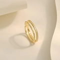 Minimalist double-layer adjustable open ring in gold finish with white enamel and zircon - Adjustable Open / Gold JZ1060 (Double Layer Enamel Zirconia)