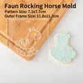Reindeer rocking horse cookie stamp for Christmas fondant baking, 7.1x7.7cm pattern size - QA0356-Reindeer Rocking Horse Embosser
