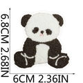 Detailed size view of curly plush panda embroidery patch with dimensions shown - Style 7 (Cartoon Giant Panda)