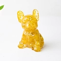 French Bulldog crystal resin statue in golden translucent finish with gold foil flakes - Citrine