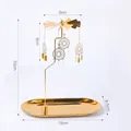 Golden rotating candle holder with dreamcatcher pendants and oval metal tray - Dreamcatcher No.8 (No Tray)