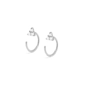 Boucles d'oreilles géométriques en U argentées avec trois pierres de zircon brillantes - Or Blanc