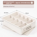 Off-white 10-compartment underwear organizer box with lid, size 33x25.5x9.5cm - 10 Grids with Lid / Moonlight White - Panty Box