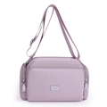 Bolso bandolera de nailon morado con varias capas de cremallera y correa de hombro ancha - Púrpura Taro