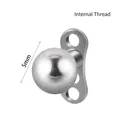G23 titanium dermal anchor with 5mm silver ball head and internal thread base - Ball Style (5mm)