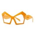 Bright orange geometric oversized polygon frame cat eye fashion glasses for women - Yellow