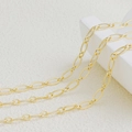 18K gold plated matte oval textured link chain for DIY necklace and bracelet jewelry - 14K Embossed Style (3.5mm) / 1m