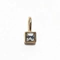Golden square birthstone pendant with crystal glass stone and polished metal finish - Gold - April
