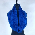 Blue cashmere-feel plaid scarf for women with fringe on a black mannequin model - XLB-016 Blue