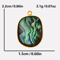 Detailed size view of oval abalone shell pendant with gold stainless steel frame - Small Oval / Gold