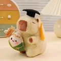 Plush Capybara in graduation hat with lucky green dumpling and success banner - Zongzi Style / Light Green