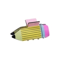 Pinza per capelli creativa a forma di matita gialla e rosa con finitura lucida - Righe verticali gialle