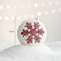 Boule de Noël de 6cm en mousse blanche avec motif flocon rouge et anneau en argent - Boule de Noël Flocon de Neige 6 pièces