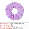 Purple velvet sponge flower scrunchie, 8x8cm soft fabric hair tie for bun styles - 8cm Metallic / Purple