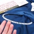 Handmade black headband with 6mm natural white and light green crystal beads - 6mm Tianshan Green