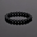 Polished black agate 8mm beaded bracelet with natural stone and high-gloss reflective finish - Polished Black Bead