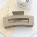 Matte khaki square claw clip for thick hair in a minimalist geometric hollow design - Khaki