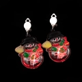 Close-up of glowing LED Christmas snowman clip-on earrings with vibrant festive colors - Clip-on Earrings / Snowman Ear Clip
