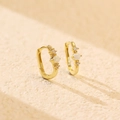 Elegant gold U-shape earrings featuring white round opal and sparkling zircon accents - 925 Silver / Golden (White Opal)