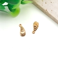 Golden wing-shaped zinc alloy charms with detailed feather texture and jump rings - Feather Texture Shell