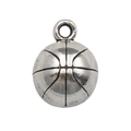 Antique silver basketball charm pendant for DIY sports necklaces and bracelets - Basketball