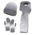 Set invernale da 3 pezzi con berretto, sciarpa e guanti in maglia sfumata grigio-bianca - Grigio