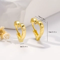 Macro view of gold heart-shaped earrings with 13mm by 14mm dimension annotations - EH768 Gold Heart Buckle