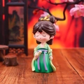Cute green Hanfu cartoon figurine doll ornament for traditional tabletop decor - Large Reading Girl