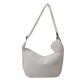Beige corduroy crossbody tote bag for women with a matching mini round coin purse - White