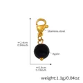 18k gold plated lobster clasp pendant with polished black onyx bead and size details - Gold Round Black Agate Pendant (D151-2)