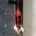 Handmade red peacock feather dreamcatcher car hanging ornament with size and weight info - 9528L Red Small No Keychain (5*18cm)