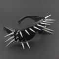 Punk style black sunglasses with silver spikes and dark lenses for parties - No. 5 Cool 25 Spikes / Black