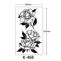 Waterproof temporary tattoo featuring three black rose flowers and leaves, style K-468 - K-468-Rose Trio