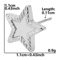 Detailed view of pentagram star stud earrings with product dimensions and weight - D110-Textured Star / Silver